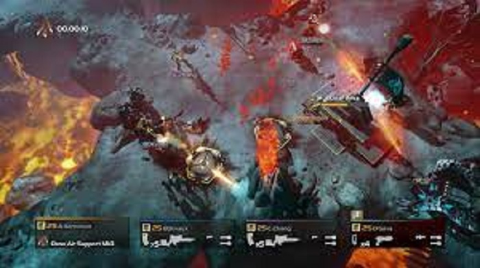  Up to four players can play simultaneously, either online or in front of the same television. Helldivers includes Cross-Play and Cross-Save capability, allowing users to team up on their preferred console to fight for survival in a harsh environment.